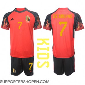 Belgien Kevin De Bruyne #7 Hemmatröja Barn VM 2022 Kortärmad (+ korta byxor)